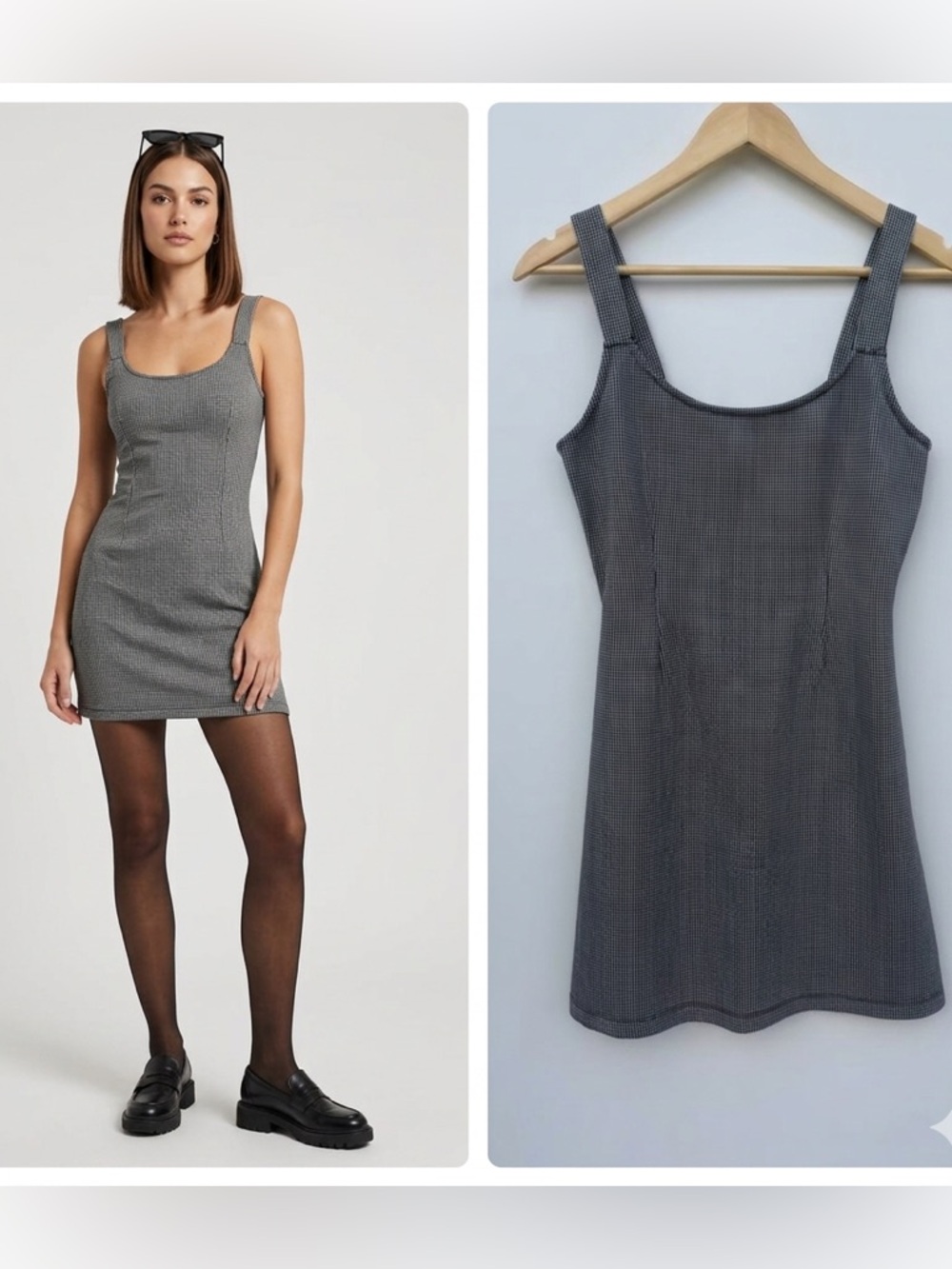 Forever 21 Houndstooth Scoop-Neck Mini Dress Small